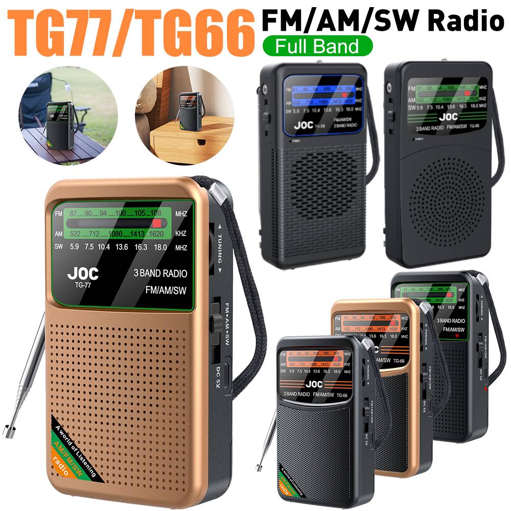 Transistor de radio de emergencia portátil FM AM SW con linterna LED reproductor de radio con pilas para personas mayores caminando