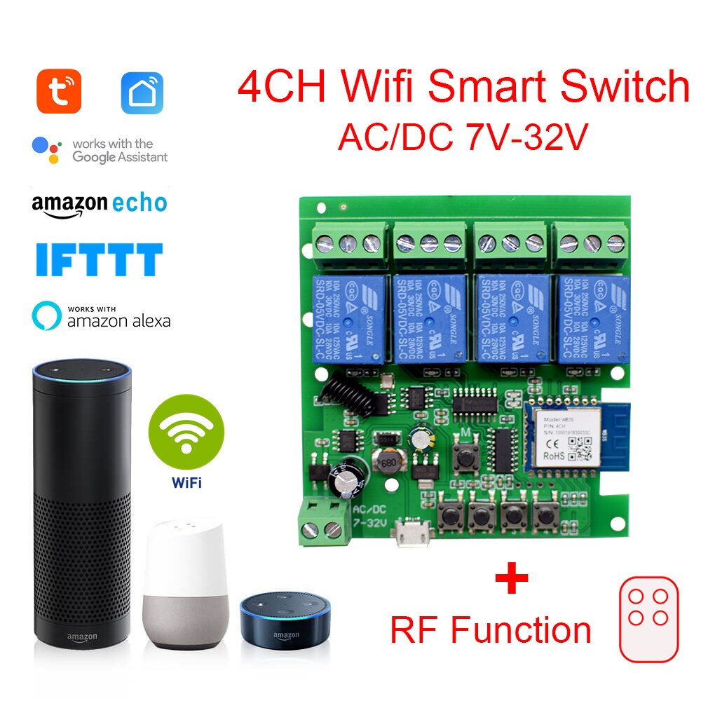 AC DC 7V-32V Wifi Smart Switch Timer Wireless Switches Smart Home Automation Compatible Controller With Tuya Alexa Google Home