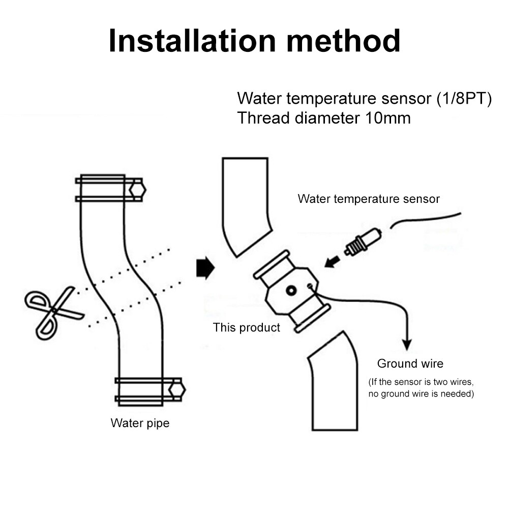 Bil vattentemperaturmätare t-skarv rörsensor kylarslang adapter tillbehör storlek 28 30 32 34 36 38 40 mm