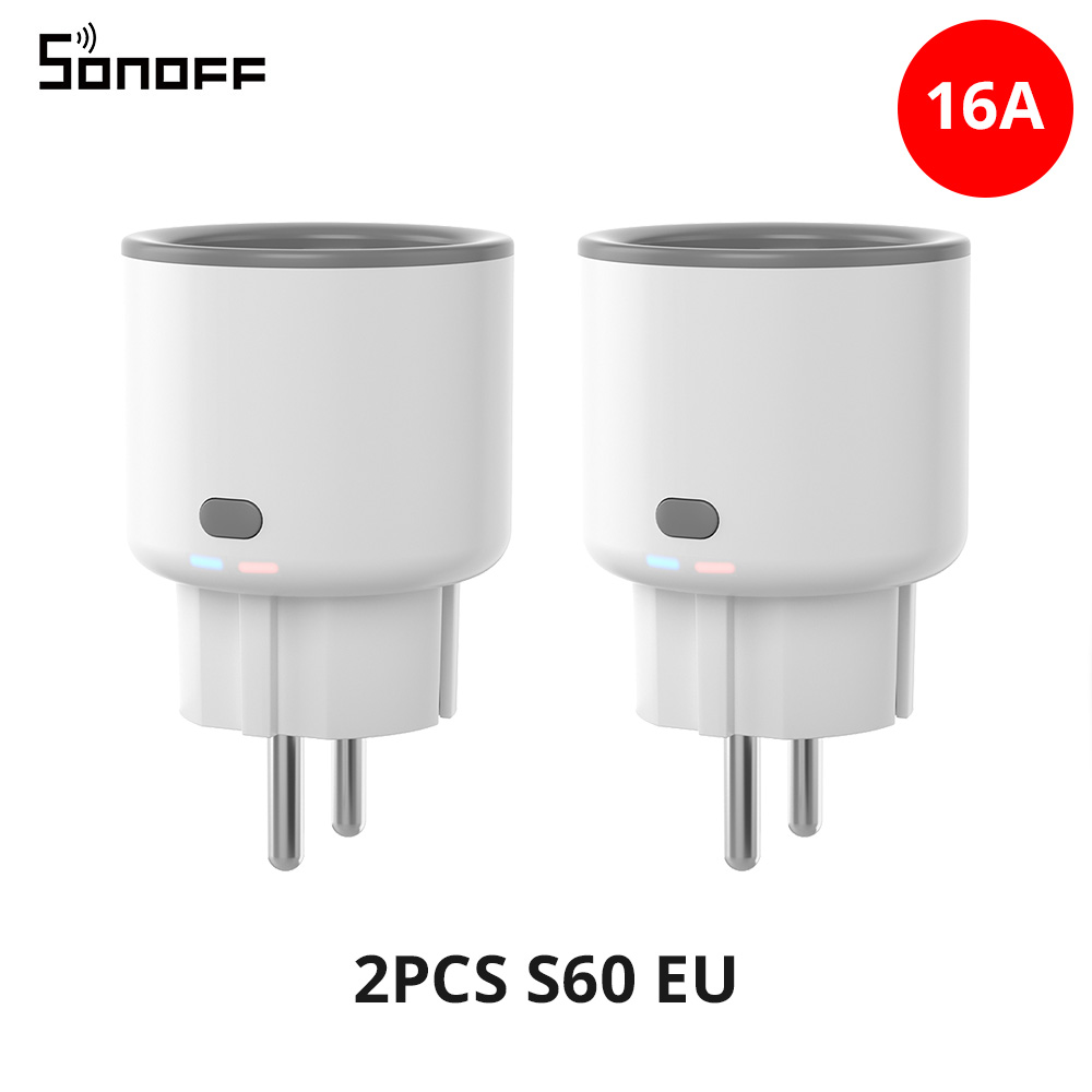 SONOFF S60 EU 16A iPlug Wi-Fi sprytny gniazdo elektryczne 1-5szt. Zabezpieczenie przed przeciążeniem Inteligentny pilot zdalnego sterowania przez eWeLink Alexa Google IFTTT: Bundle2