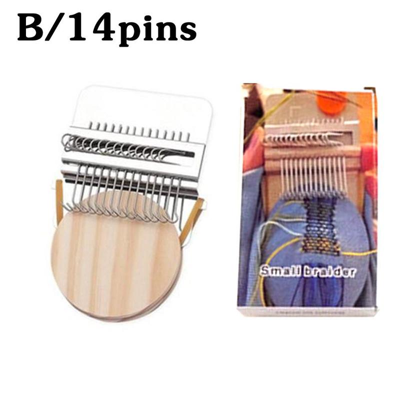 Mini Wooden Weaving Darning Loom Machine Loom Knitting Machine Home Fun Repair Loom Manual DIY Weaving Art Darning Tools: 14 pins