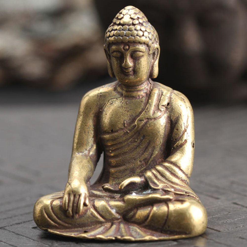Käsityö meditoiva istuva hahmo veistos kodin sisustuspöytä buddha patsas vuosikerta messinki artware toimisto onnen temppeli