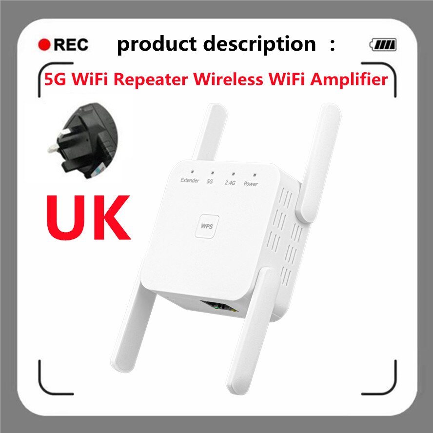 5GHz WiFi Repeater Wireless WiFi Amplifier 5G WiFi Long Range Extender 1200M Wi Fi Booster Home Wi-Fi tSignal Amplifier: UK-plug