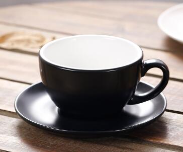150ml dicken körper keramik kaffee tasse und untertasse für flache weiß: matt Schwarz