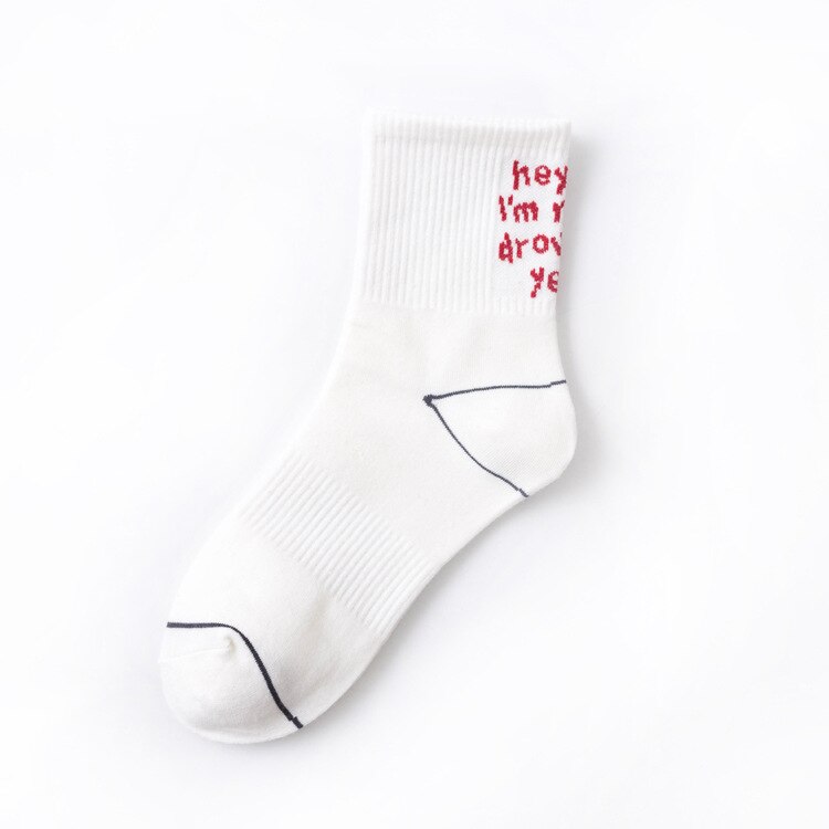 Kvinder sjove halajuku humoristiske ord trykt sokker hæle sokken hip hop street skateboard basket ball sokker unisex crew: 4