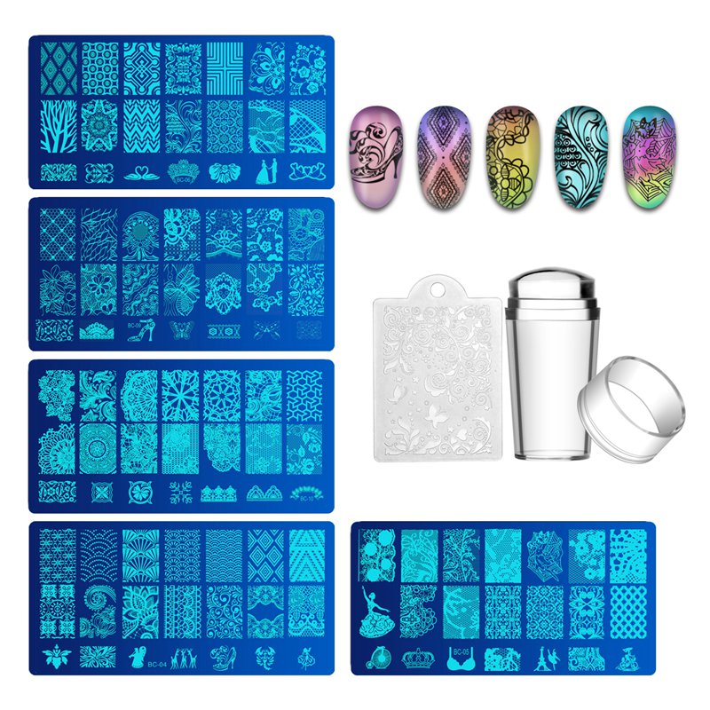 30/10pc Nagel Platten + Klar Gelee Silikon Nagel Kunst Stempel Schaber mit Kappe Stanzen Vorlage Bild Platten nagel Stempel Platte Werkzeug: Armee Grün