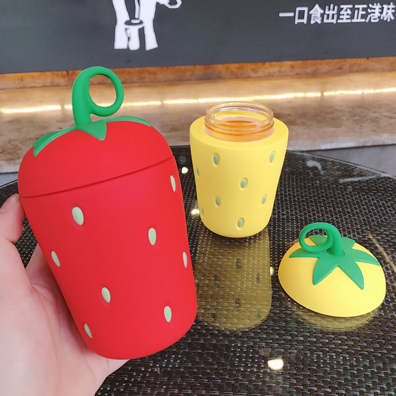 Jordbærglas bærbar bærbar kop studerende termokop enkel kop vandkop drinkware