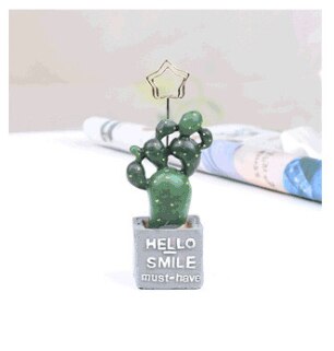 Cactus plant resin plant photo clip desktop message postcard post it note holder business card holder: D