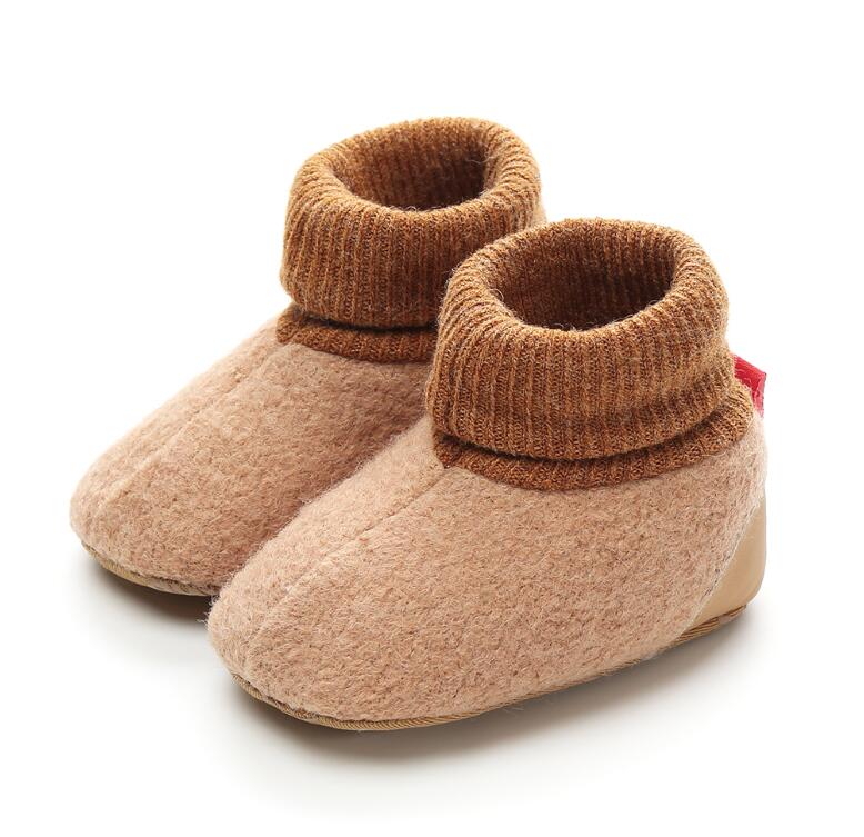 Stevige babyschoenen voor meisjes, eerste loopschoenen voor pasgeborenen, warme winterlaarzen voor peuters, baby's met zachte zolen, 0-18m: Khaki / 1