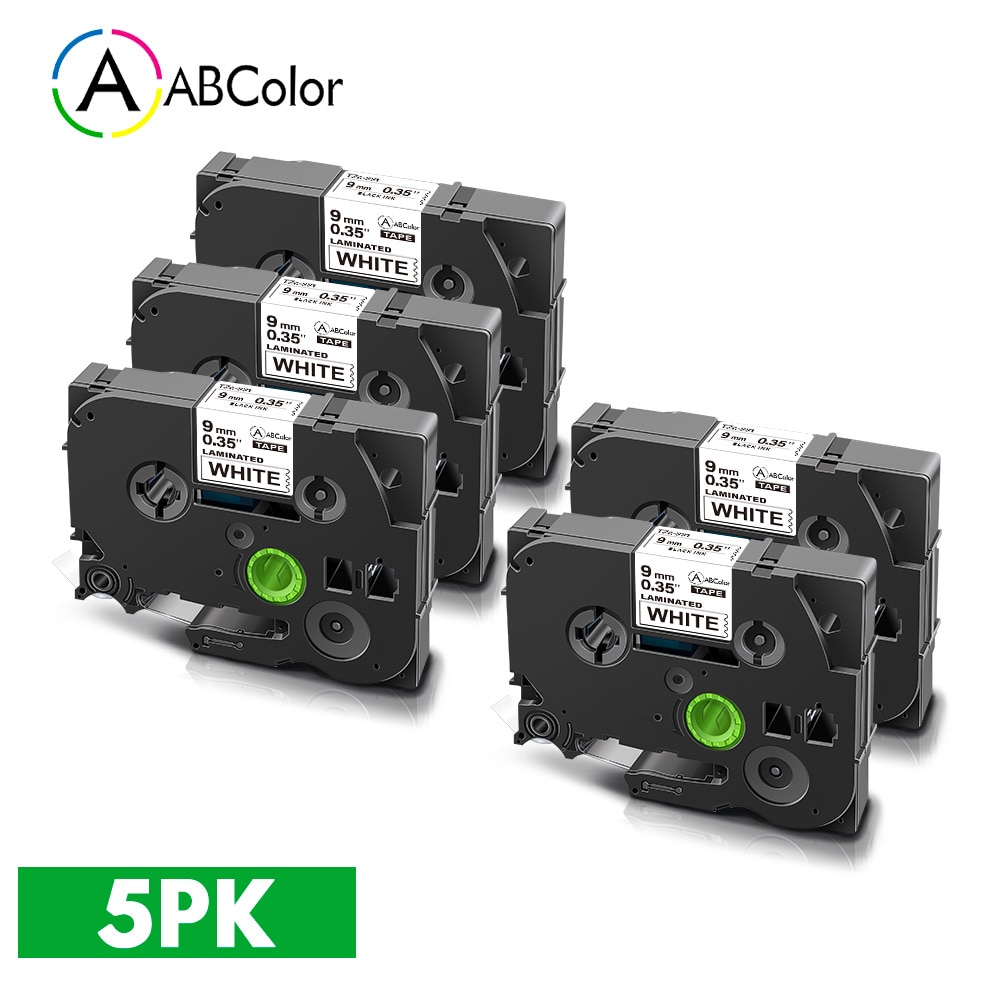 5Pcs TZe-221 Tze 221 Label Tape 9Mm Voor Brother TZe-221 Zwart Op Wit Gelamineerde Tze Tape Voor Brother P Touch Label Maker