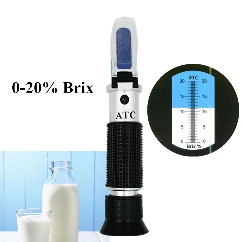 Brix Milk Concentration Refractometer Tester 0-20% Scale with Automatic Temperature Compensation