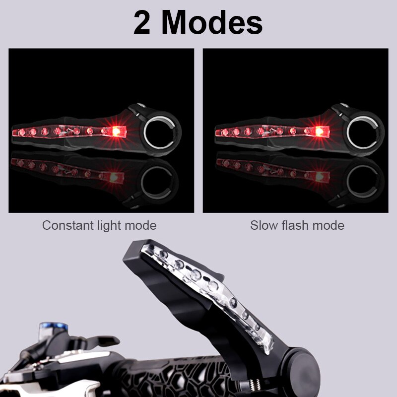 LED Bike Handlebar Grips Light 2 Modes Cycling Grip Lamp Bicycle Deputy Horns Warning Lights for Safety Riding