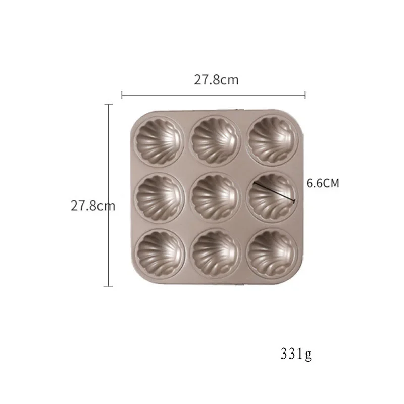 Stampo da forno a forma di conchiglia Biscotto antiaderente Vassoio per Madeleine Pan Acciaio al carbonio Stampo per torta per biscotti al cioccolato Bakeware per la cucina: cachi scuro