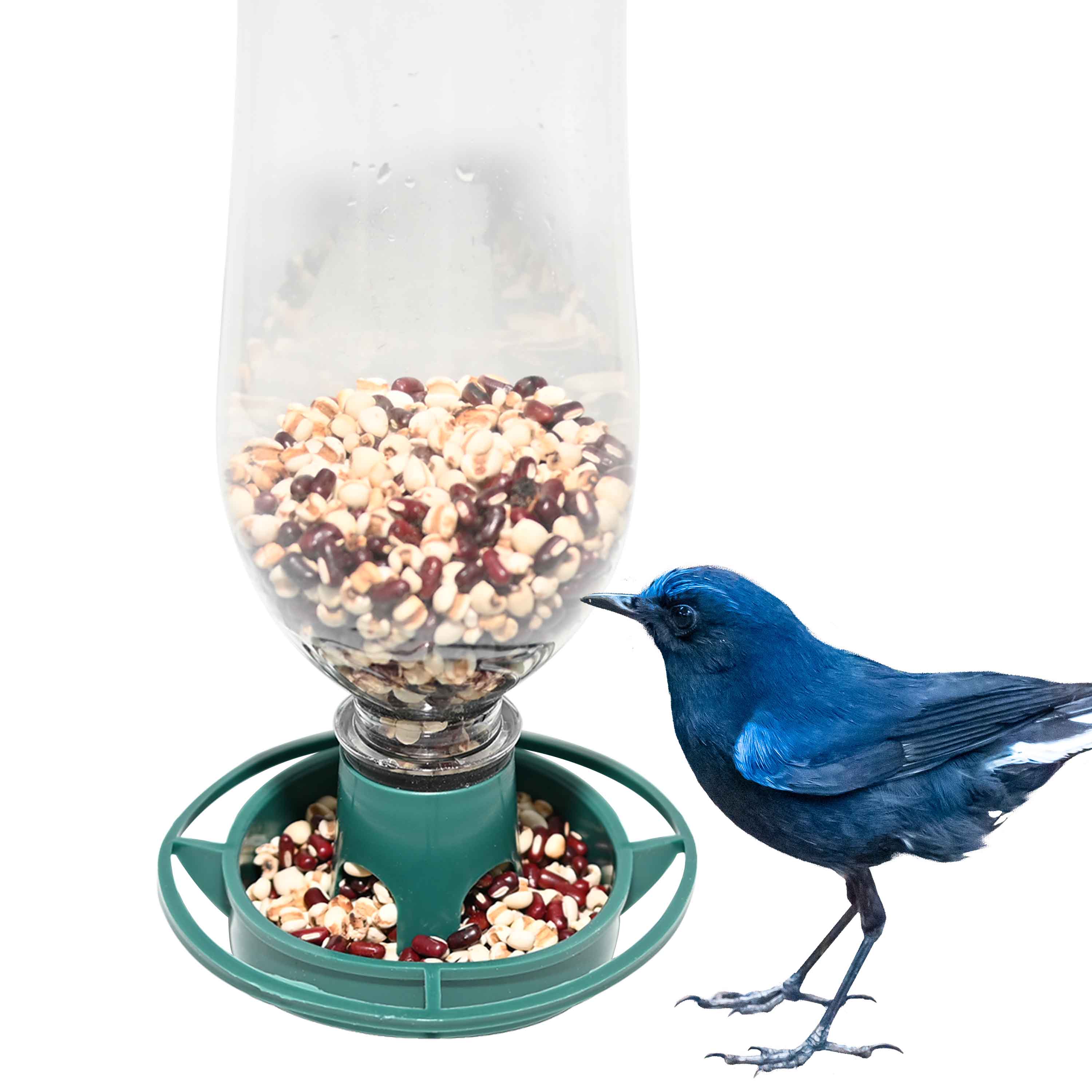2PCS Recycle Empty Soda Bottle Top Bird Feeder Easy to Hang Outdoors Fill Plastic Bottle with Seed, Twist on Feeding Tray