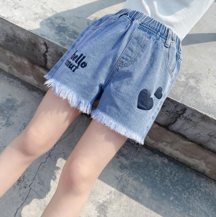 Meisjes Brief Denim Shorts Zomer Kinderen Pants Kinderen Kwastje Liefde Broek: 6T