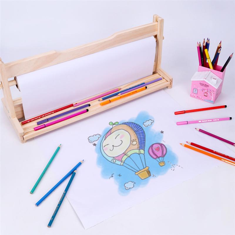 1 Set Practical Paper Roll Easel Painting Roll Dispenser Wood Painting Easel Painting Paper Roll Holder Children Drawing Supply
