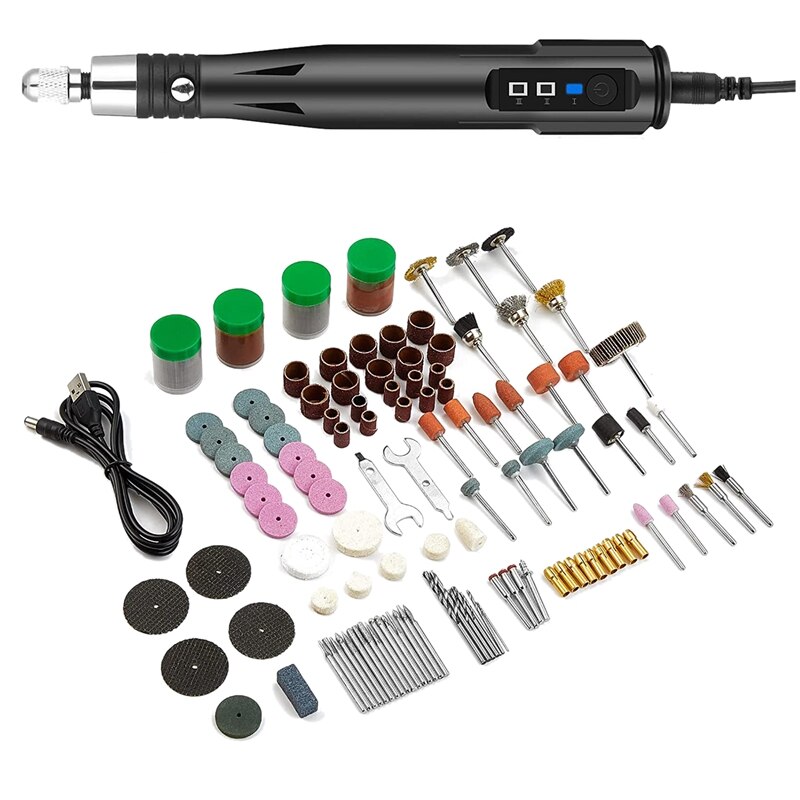 161PCS 30W Corded Rotary Power Tool Kit Mini 3 Speeds Adjust Grinding Machine Lightweight Nail Drill USB Engraving Pen: Default Title
