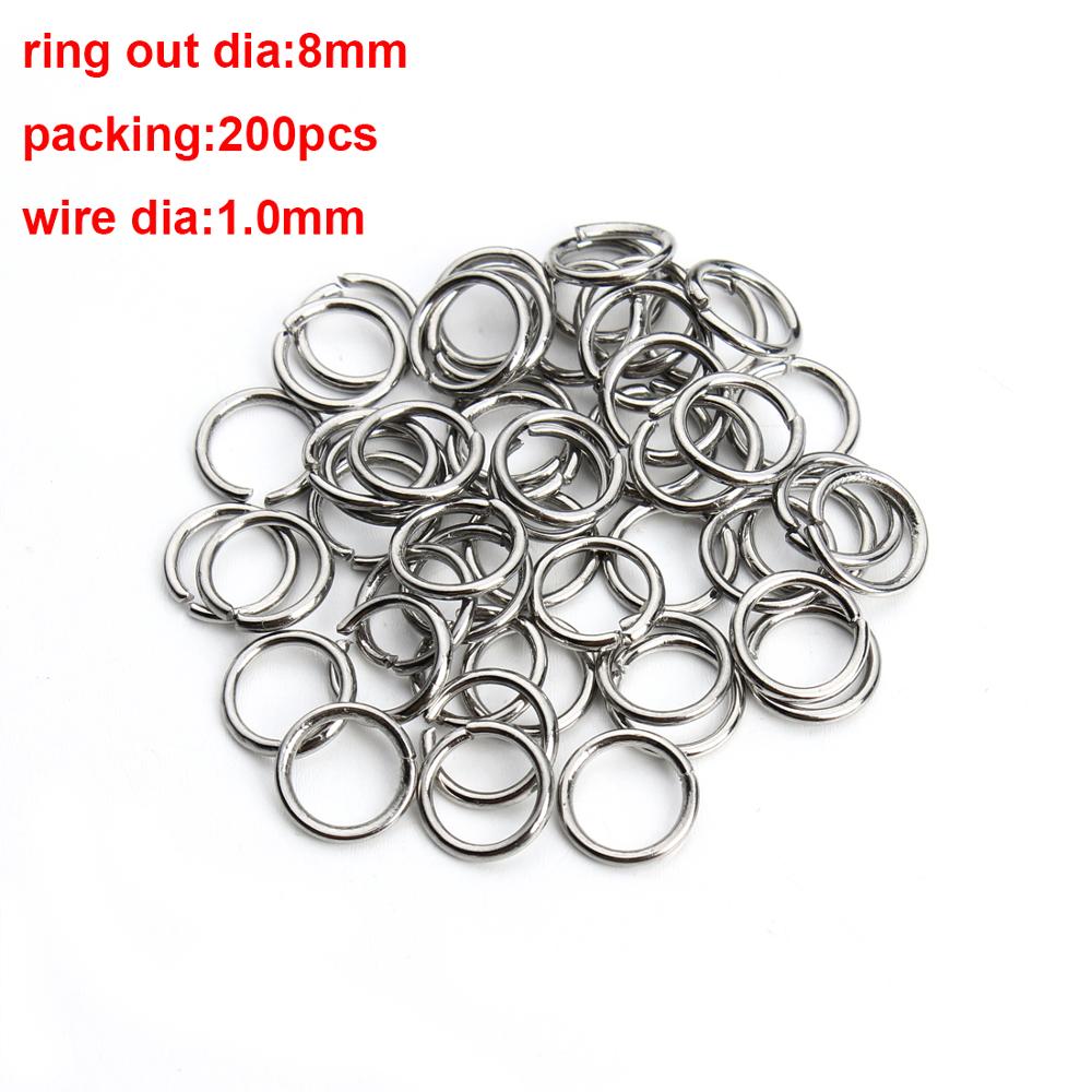 Anillos abiertos de acero inoxidable para hacer joyas, 3-10mm, 100 Uds., bucle de enlace para DIY, conector,: 1.0x8mm steel 200pcs