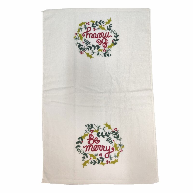 1Pc 41x65cm Christmas Snowman Santa Claus Tree Printed Cotton Kitchen Dishcloth Tea Towel Xmas Party: Style 10