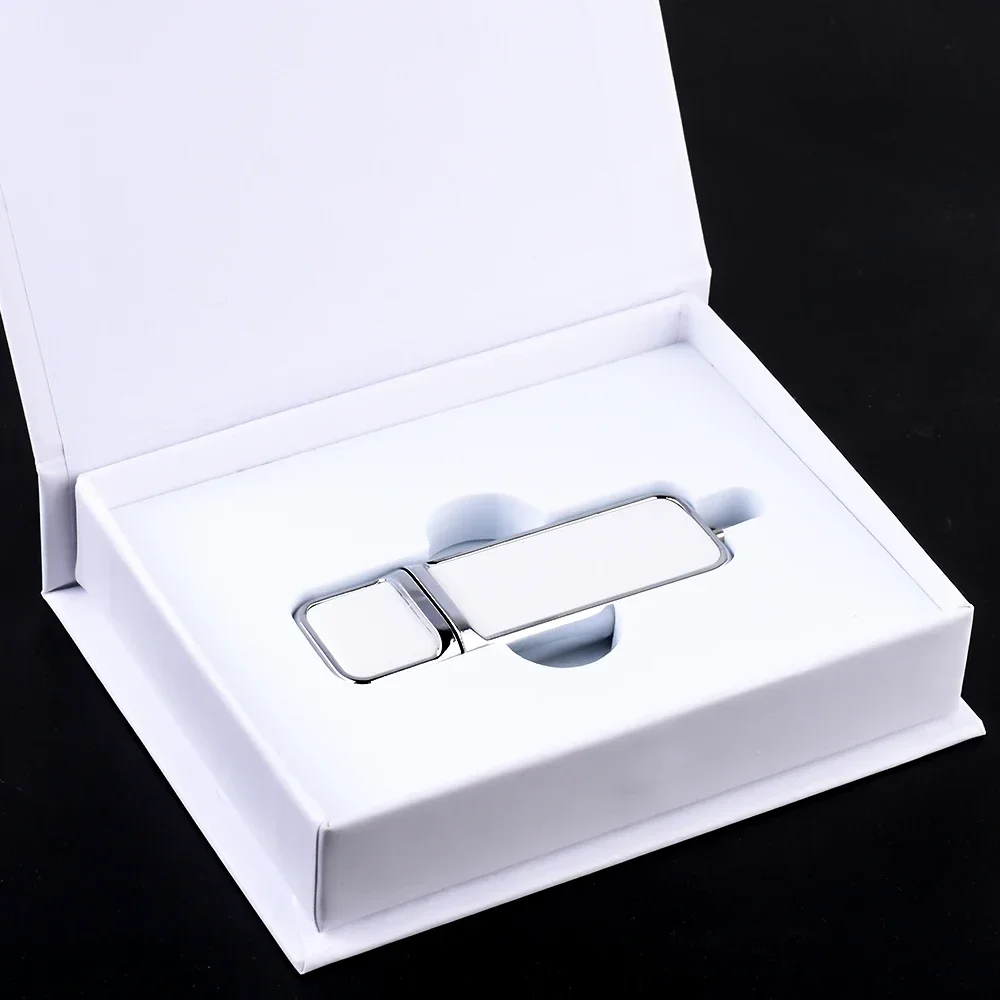 USB3.0 10 PCS LOT USB 3.0 Flash Drive 128GB Free Custom Logo Pen Drive 64GB Paper Box USB Stick Color Printing Leather Pendrive