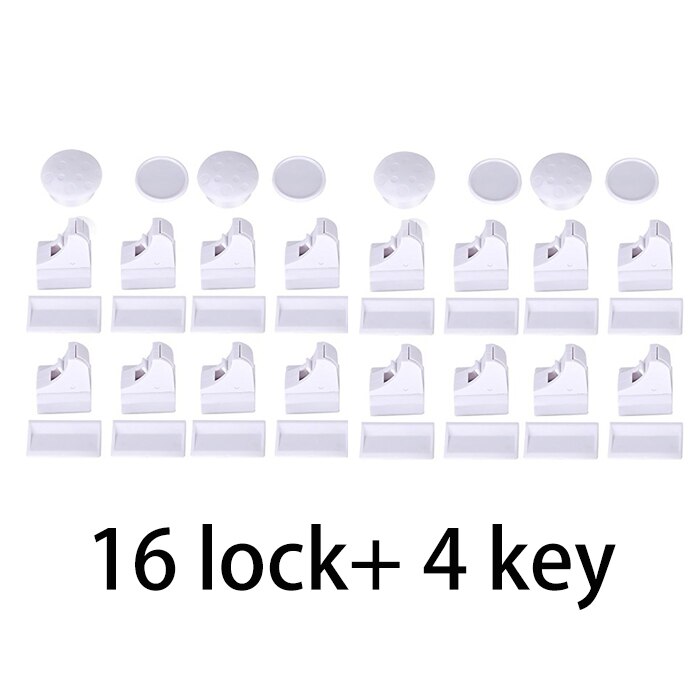 Neue 16Stck Magnet Art Schloss Baby Sicherheit Baby Schutz Schrank Türschloss freundlicher Schublade Schließfach Sicherheit Unsichtbare Schlösser: 16Uhr-4Schlüssel