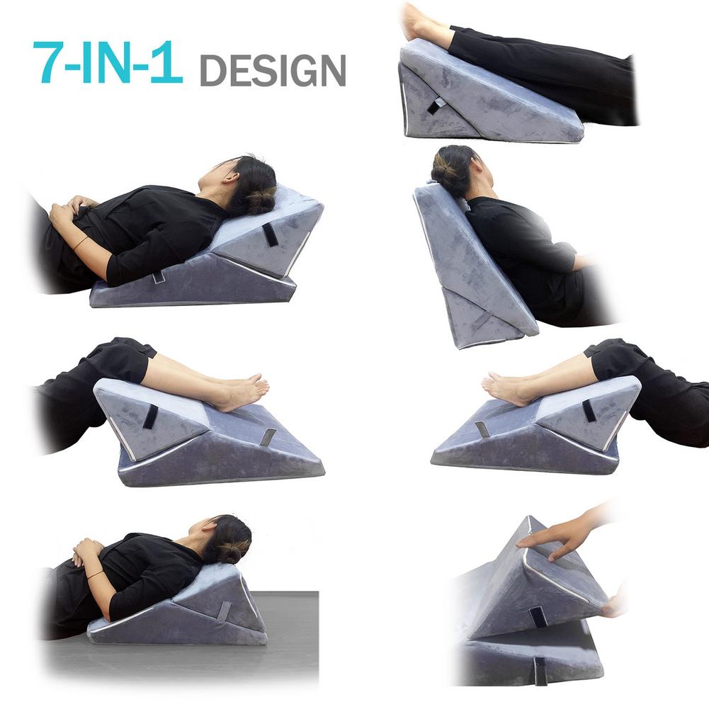 Cuscino con zeppa In Memory Foam 7 In 1 cuscino inclinabile pieghevole regolabile per dormire cuscino di sostegno lombare per la schiena