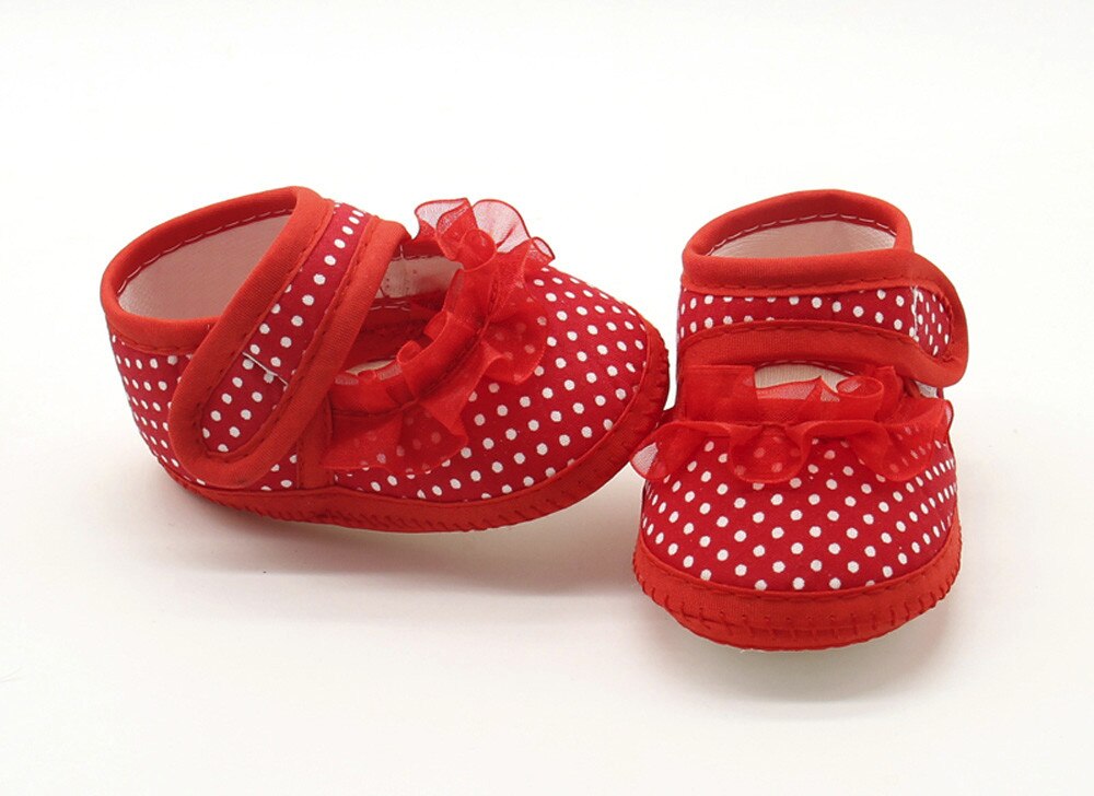 Newborn Infant Baby Dot Lace Girls Soft Sole Prewalker Warm Casual Flats Shoes First Walker Baby Girl Kids Soft Rubber Sole#45