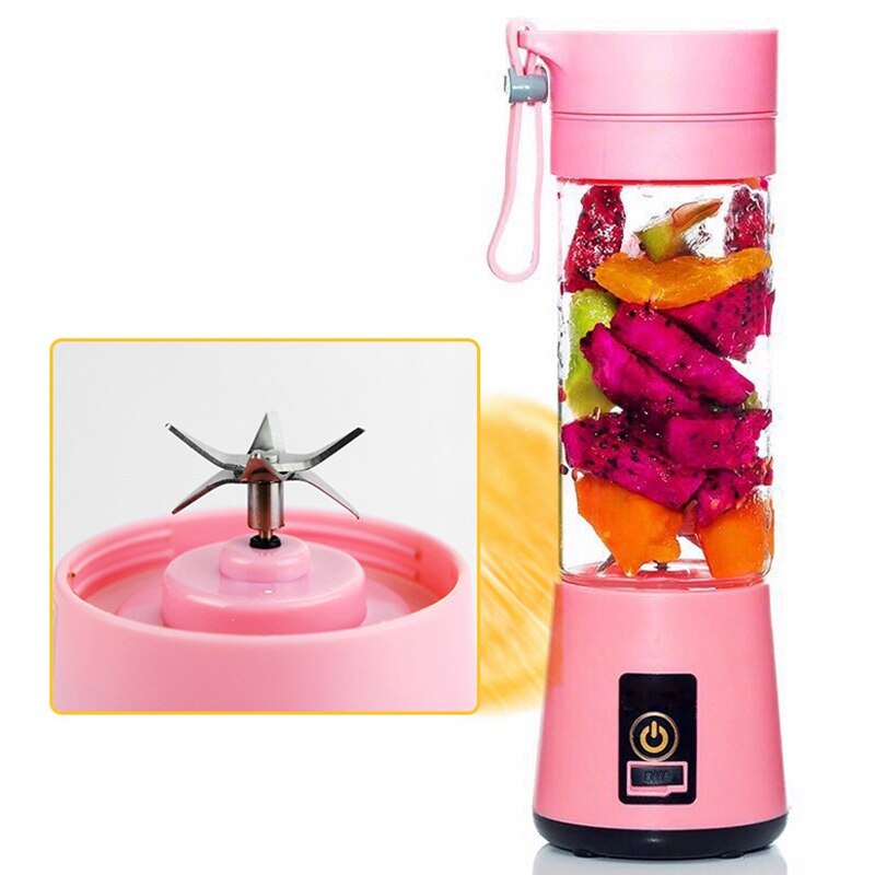 AD-420Ml Portable Juicer Glass Bottle Juicer USB Rechargeable 6 Blades Juicer Smoothie Blender Machine Mixer Mini Juice Cup