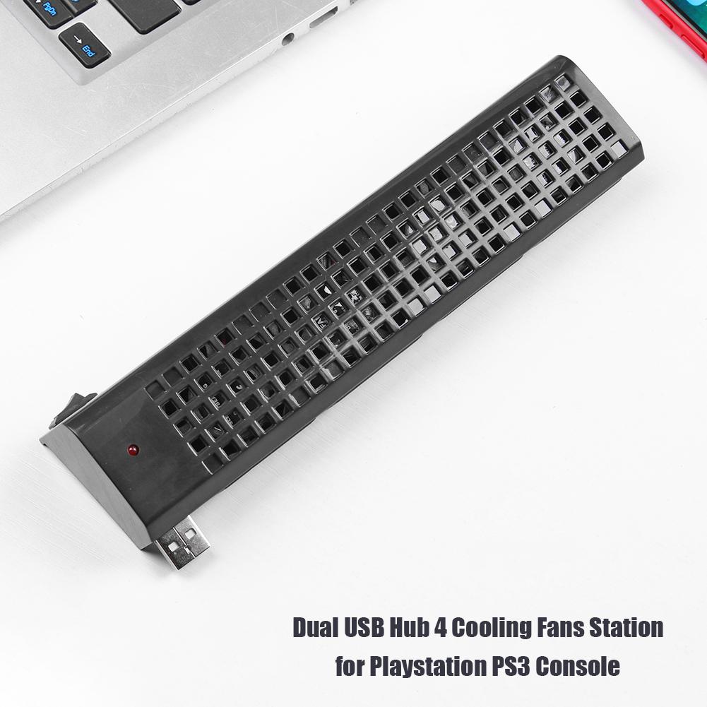 Dual USB Hub 4 Fans Cooling Station For Sony Playstation 3 PS3 (40G/80G) Game Console Host Heat Sink USB Cooling Fans