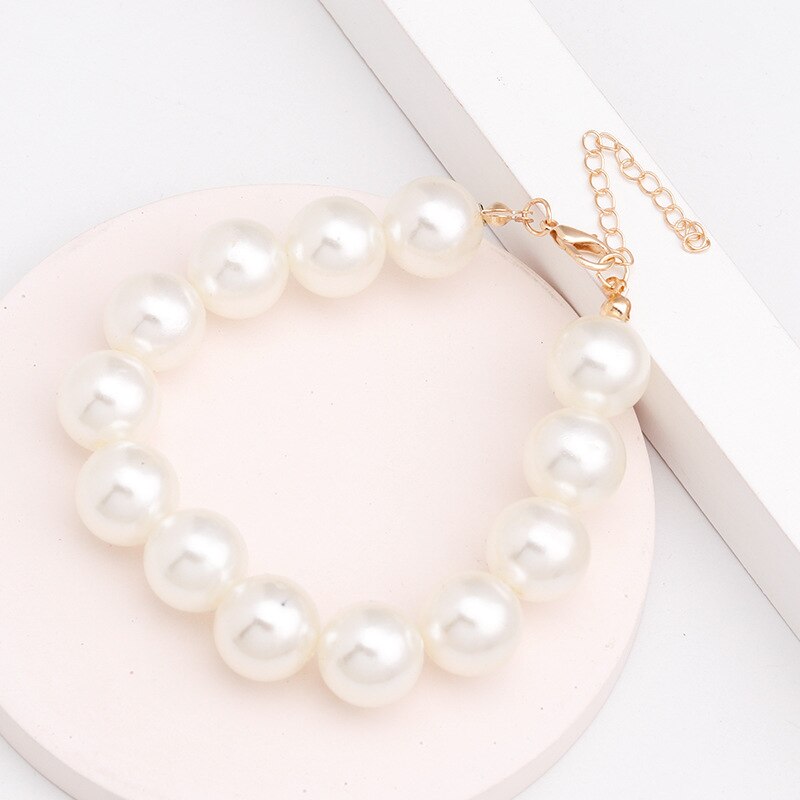 Parel Armbanden Elastische Chain Armbanden Voor Vrouwen Meisje Elegante Witte Bal Eenvoudige Sieraden Partij Bruiloft Dagelijks Leven Accessorie: 1.5cm