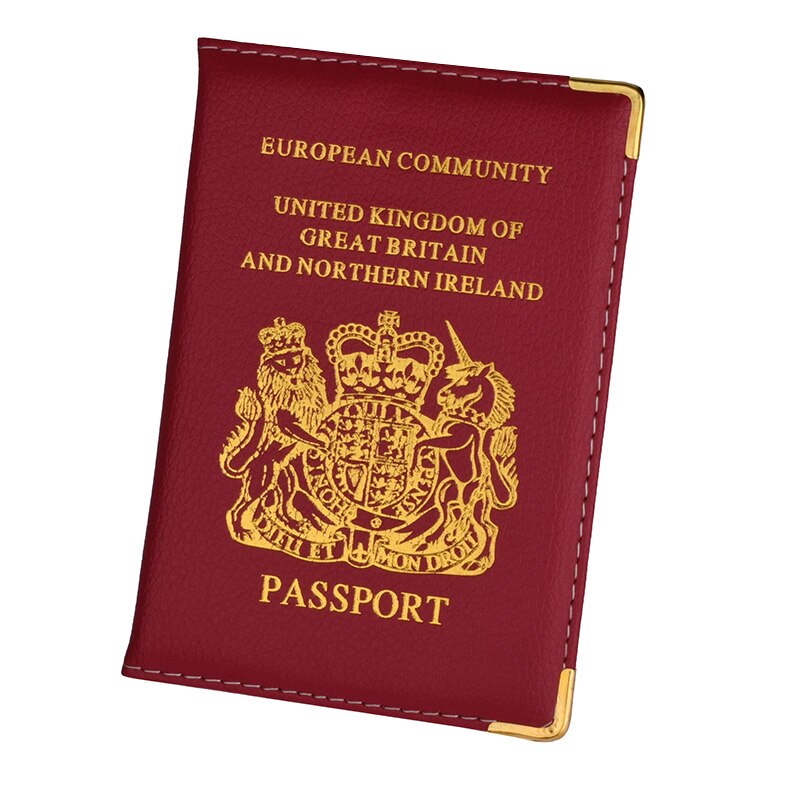 UK and European Passport Holder PU Leather Covers for UK Men Women French Passports Organizer for Travelling: Dark Red