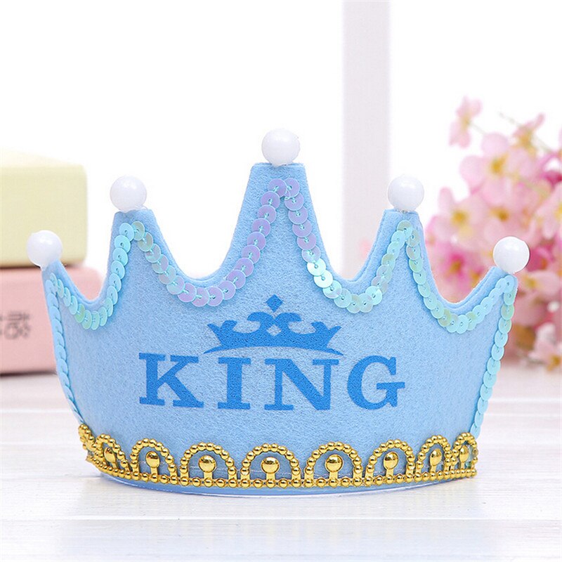 Baby børn voksen krone lys-up led blinkende blinkende pandebånd fest favoriserer fødselsdag prinsesse konge hår tilbehør: Himmelblå konge