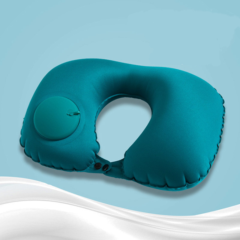 U-Shape Travel Pillow For Airplane Inflatable Neck Pillow Travel Accessories Comfortable Sleep Pillows: 01Green