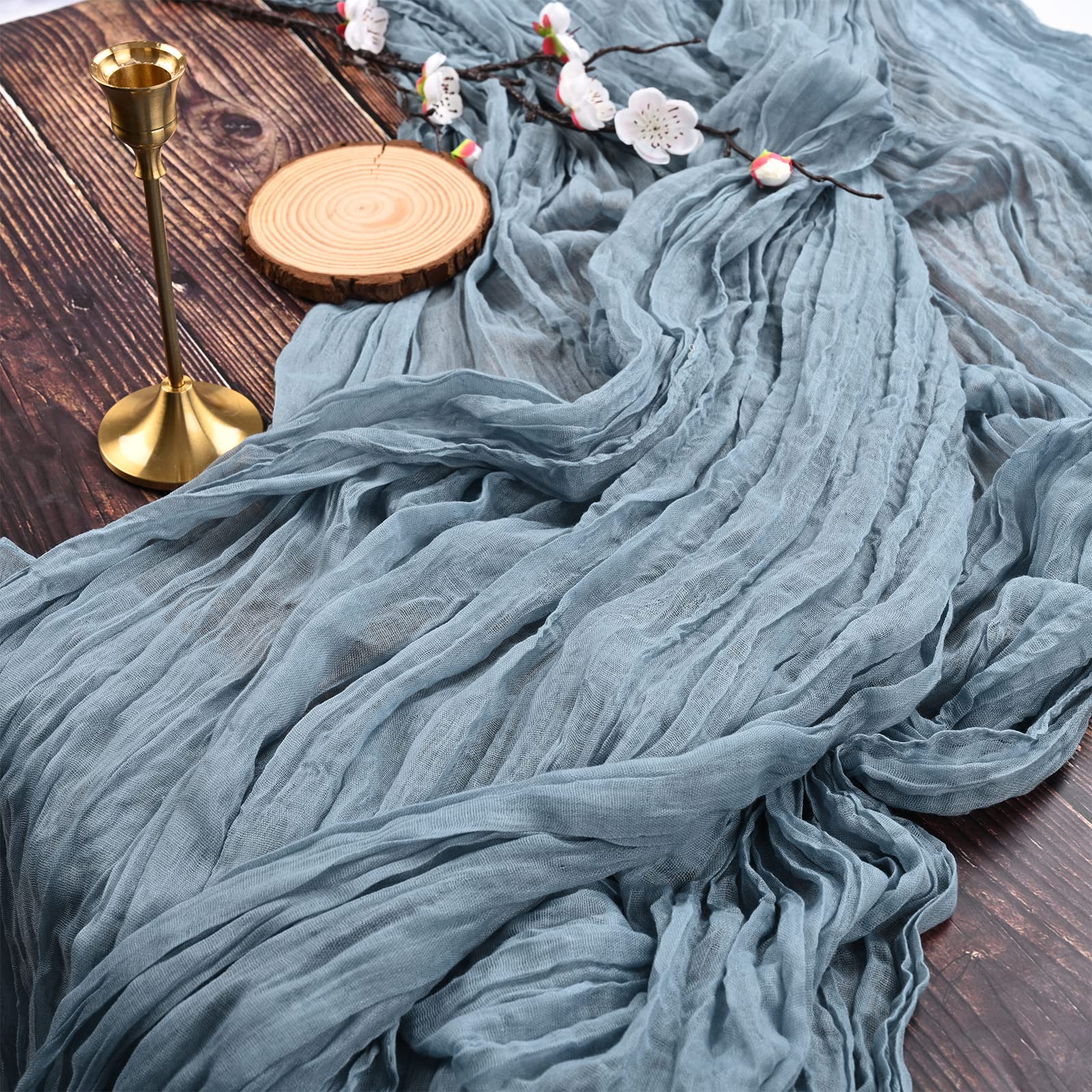 Camino de mesa semitransparente de gasa verde salvia, estilo rústico Vintage campestre para decoración de mesa de comedor, de Navidad y boda