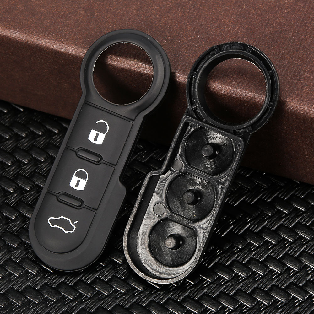WhatsKey, almohadilla de goma suave de 3 botones, funda de reparación de llave remota con tapa para Fiat 500 Panda Abarth Punto Stilo Ducato Bravo, almohadilla de repuesto para llave de coche