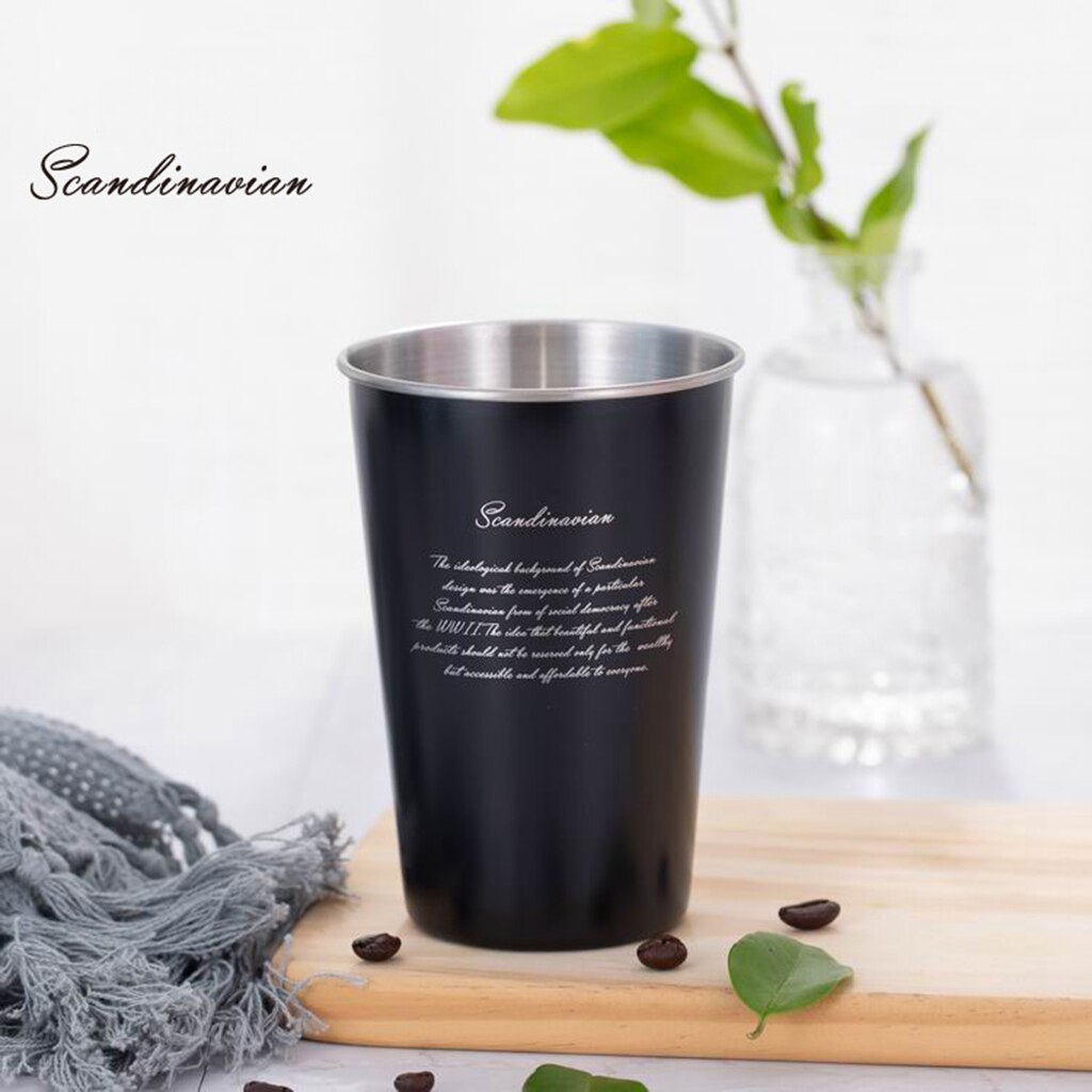 500ML Beer Mug Ice Cold Coffee Beverage Cup Reusable for Bar Home Restaurant Coffee Beer Mugs Stainless Steel Tumbler Cup: Style A