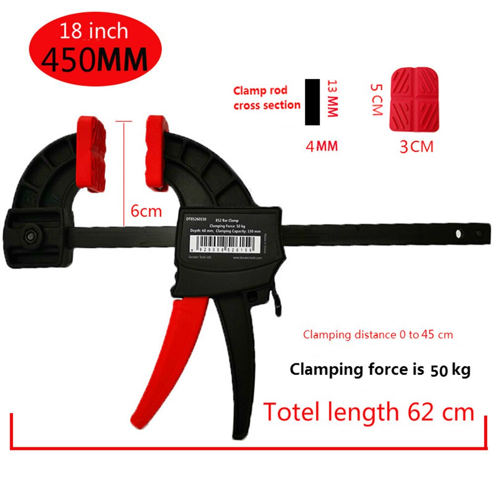 18 Inch Woodworking Clamp Heavy F Clamp Strong Plate Clamp Woodworking Tools Fixed Quick Clip Clamping Force 50KG