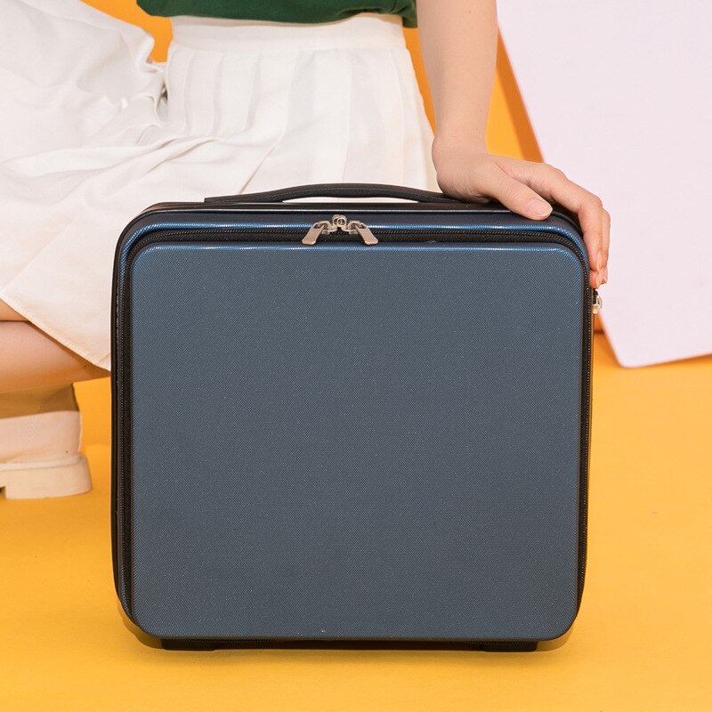 Student luggage lightweight small boarding trolley female password travel case 18 inch mini leather suitcase luggage: black