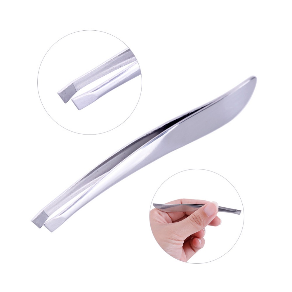 1 st Rvs Schuine Wenkbrauw Pincet Professionele Gezicht Hair Remover Tweezer Beauty Tool voor Vrouwen #277414