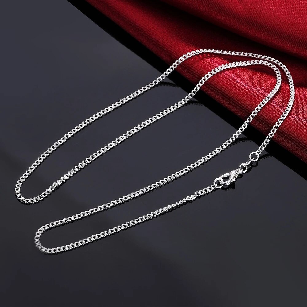 Argento Sterling 925 16/18/20/22/24/26/28/30 pollici 2mm collana a catena per donna uomo moda festa gioielli regalo adatto Pandant