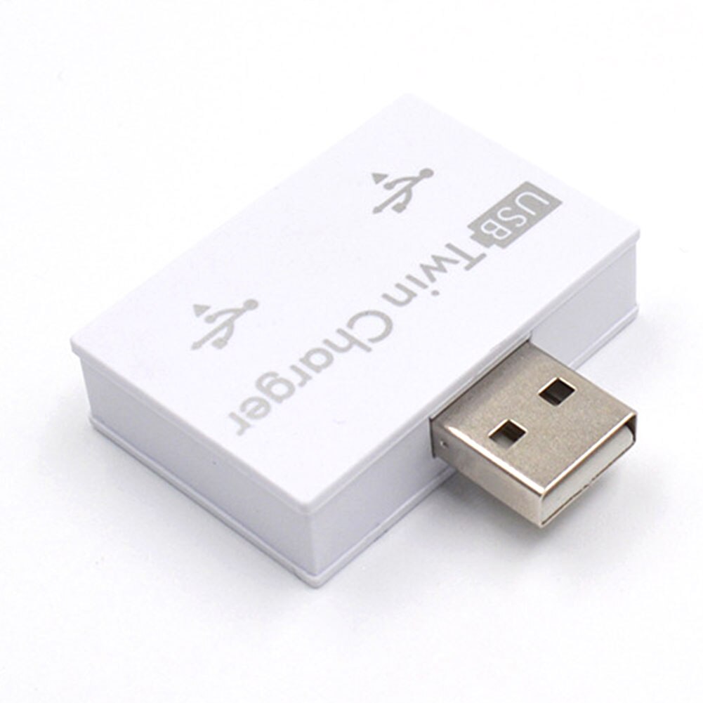 Divisor de 2 puertos estable, cargador doble portátil para teléfono y tableta, adaptador de Mini ABS USB Hub , extensor práctico: White