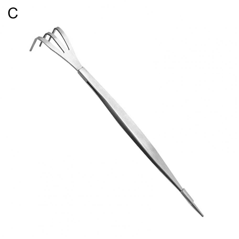 Gardening Soil Rake Great 3-Prong Loosen Soil Rake Bonsai Tree Tweezers Stainless Steel Soil Loosen Rake:  C