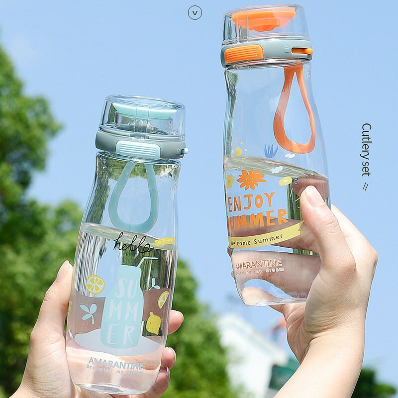 500Ml Bounce Cover Plastic Water Cup Student Outdoor Draagbare Bidon Zomer Volwassen Kinderen Direct Drinkbeker AT217
