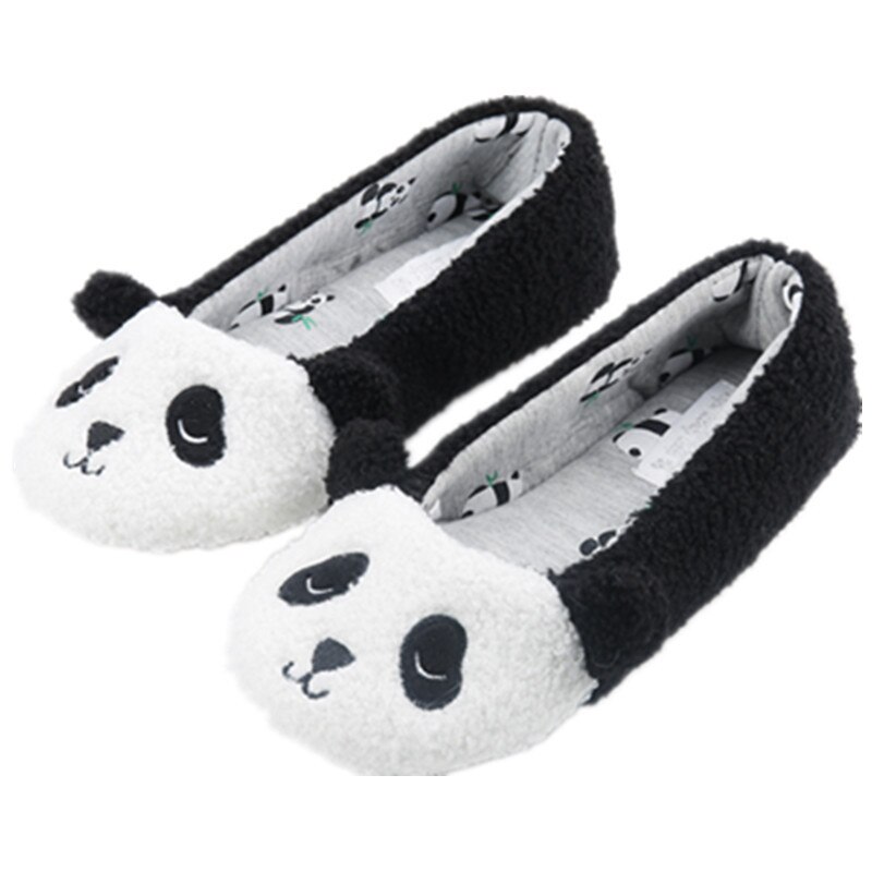 Size 36-42 Women Panda Flats Winter Femmes Cartoon Animation Home Shoes Mujer Soft Bottom Slip On Cotton Zapatos Chaussures Y29