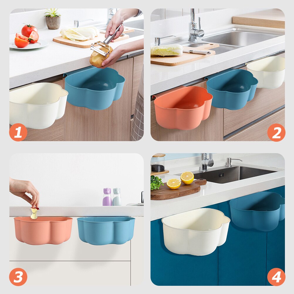 3pcs Small Garbage Container Kitchen Hanging Garbage Bin Under Sink Hanging Waste Bin