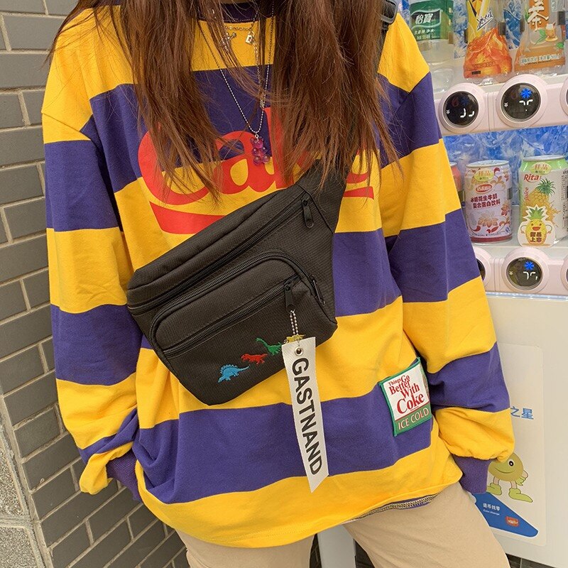 Signore alla moda del Sacchetto Petto Casual Ricamo Crossbody Del Sacchetto di Marea di Marca Hip Hop di Strada di Tendenza Sacchetto Della Vita di Modo Harajuku Sacchetto di Giuda