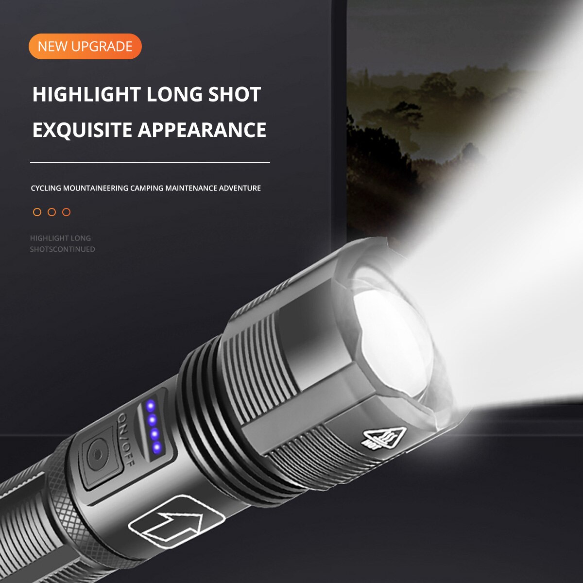 Powerful Led Flashlight USB Rechargeable Zoom Torch LED Hand Lamp 18650 Battery Flash Light Use Waterproof For Camping Hiking