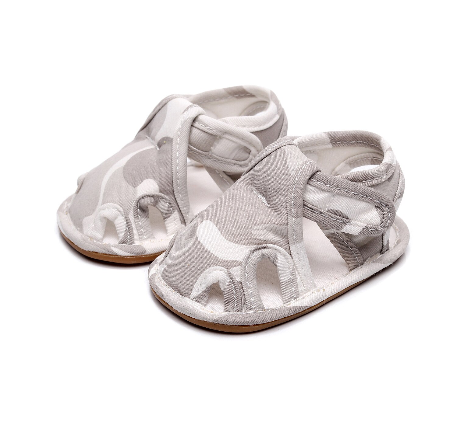 Unisex baby sommer sandaler anti-skrid gummisål camouflage prewalkers krybbe sko sneakers: Grå / 12-18m