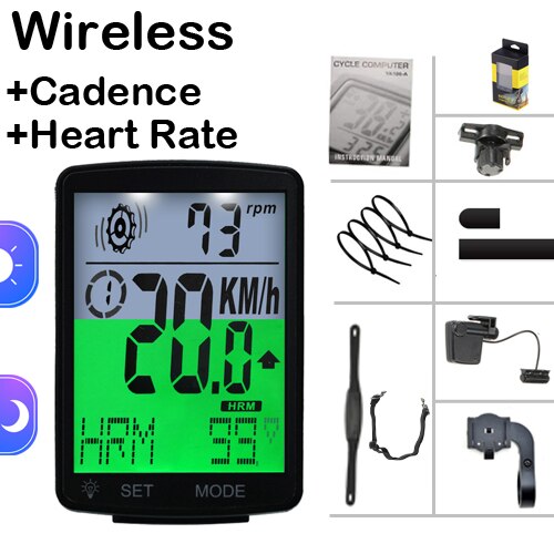 Waterproof Bike Bicycle Computer Wireless Bike Rainproof Odometer Cadence Sensor 2.8 inch LCD Cycling Speedometer Heart Rate: Cadence  HRM
