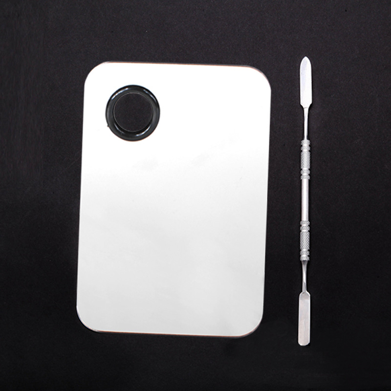 Stainless Steel Makeup Mixer Nail Art Polish Mixing Plate Foundation Eyeshadow Eye Shadow Mixing Palette + Spatula Various Shape